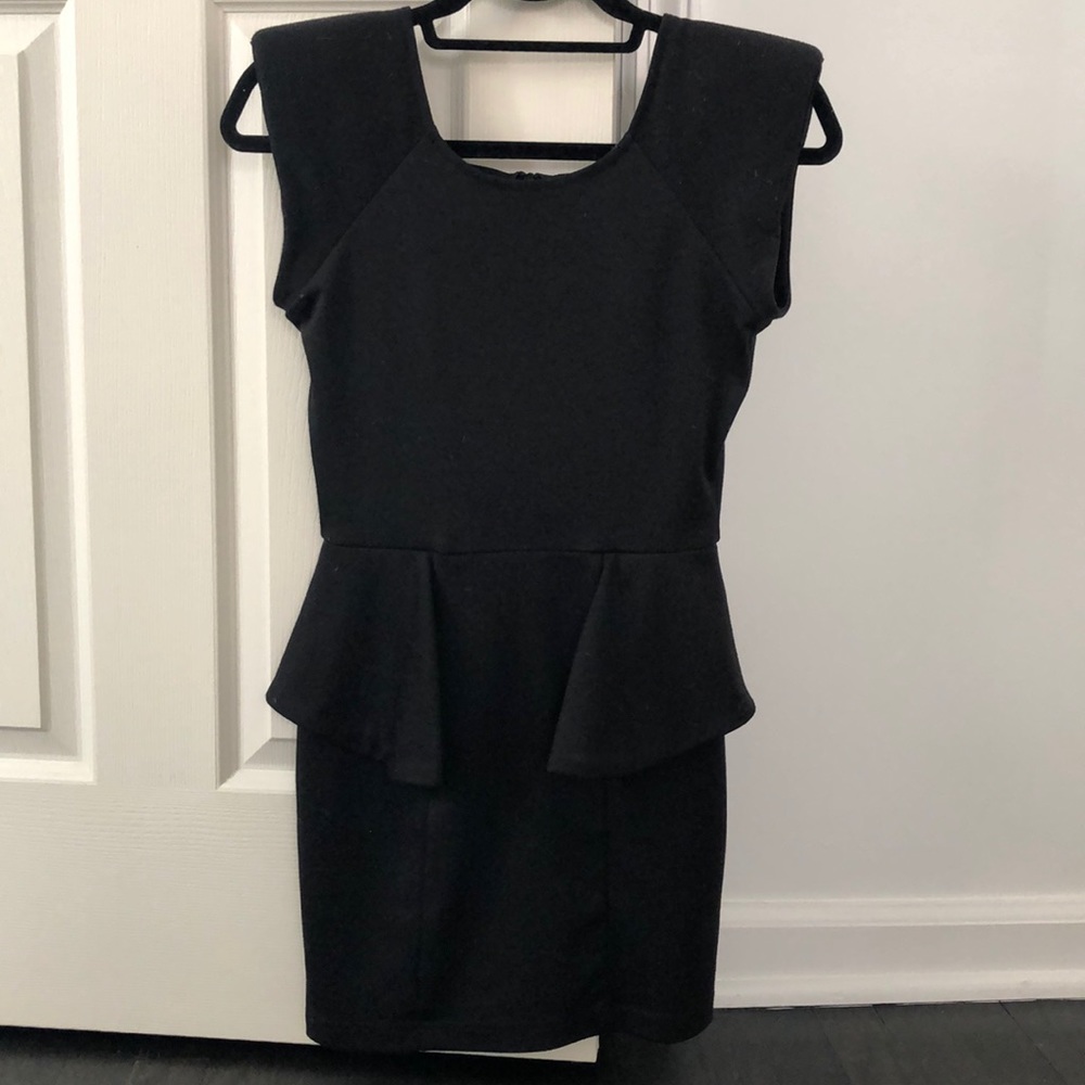 LF black mini fitted peplum dress